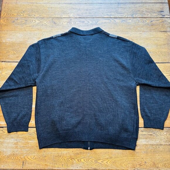 Vintage Arnold Palmer Cardigan Sweater Full Zip Mens L 42-44 Black Grey 15% Wool - Picture 11 of 13